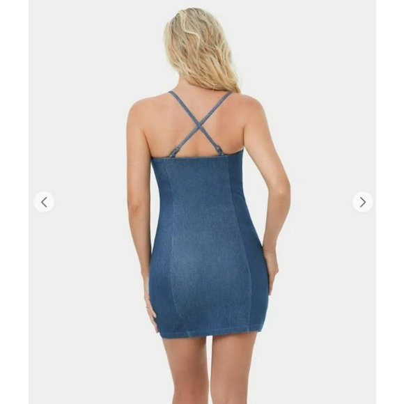 Halara Adjustable & Removable Strap Backless Bodycon Stretchy Denim Mini Medium - Picture 6 of 10